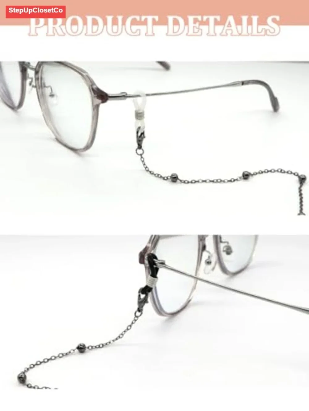 Beaded Eyeglass Chain for Women Men, Necklace Lanyard Glasses Strap, Non-Slip